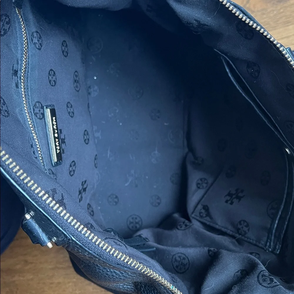 Tory Burch Bombe T Black Leather Double Handle Satchel
